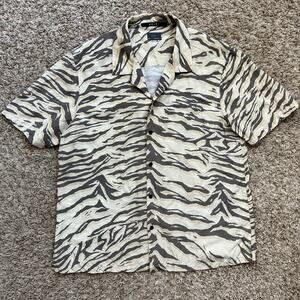 Ksubi Tigerr Resort Shirt Button Up SS Camp Collar Yellow Men’s Size Large